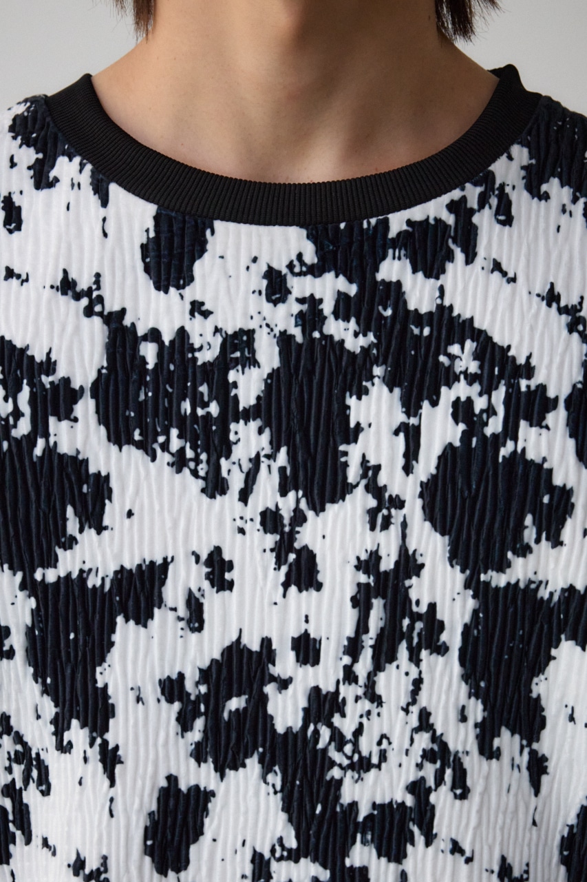 ベロアプリーツトップス 柄WHT FREE