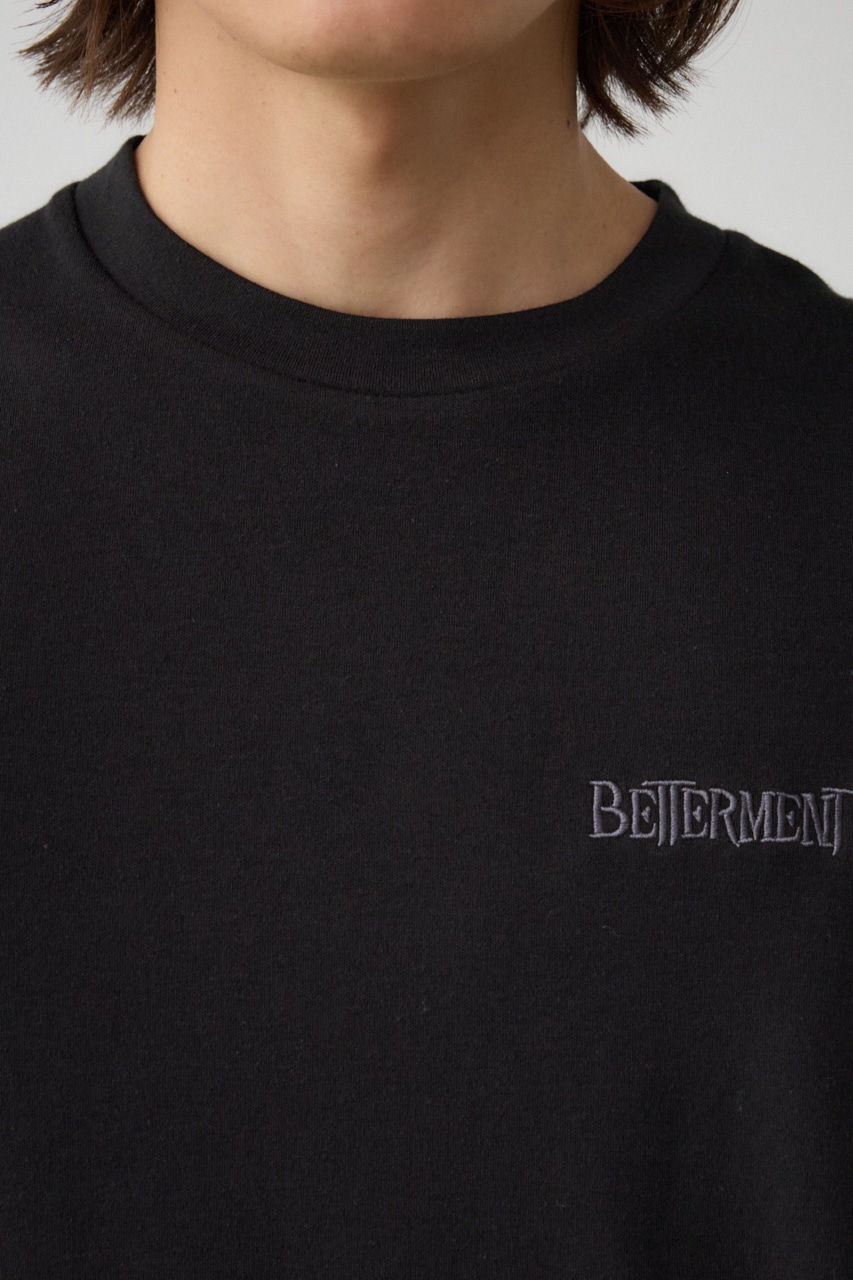 異素材ドッキング刺繍トップス L/BLK FREE