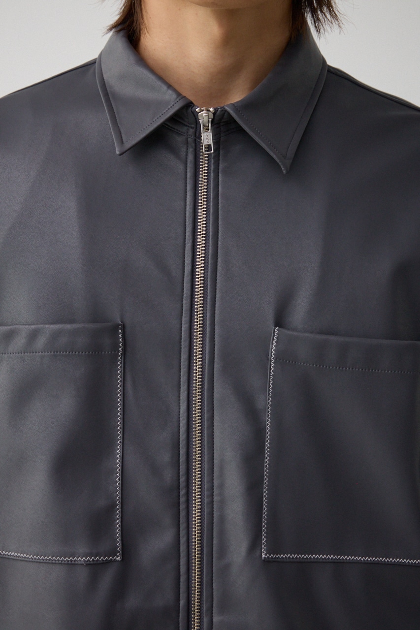 フェイクレザーCPOシャツ C.GRY FREE