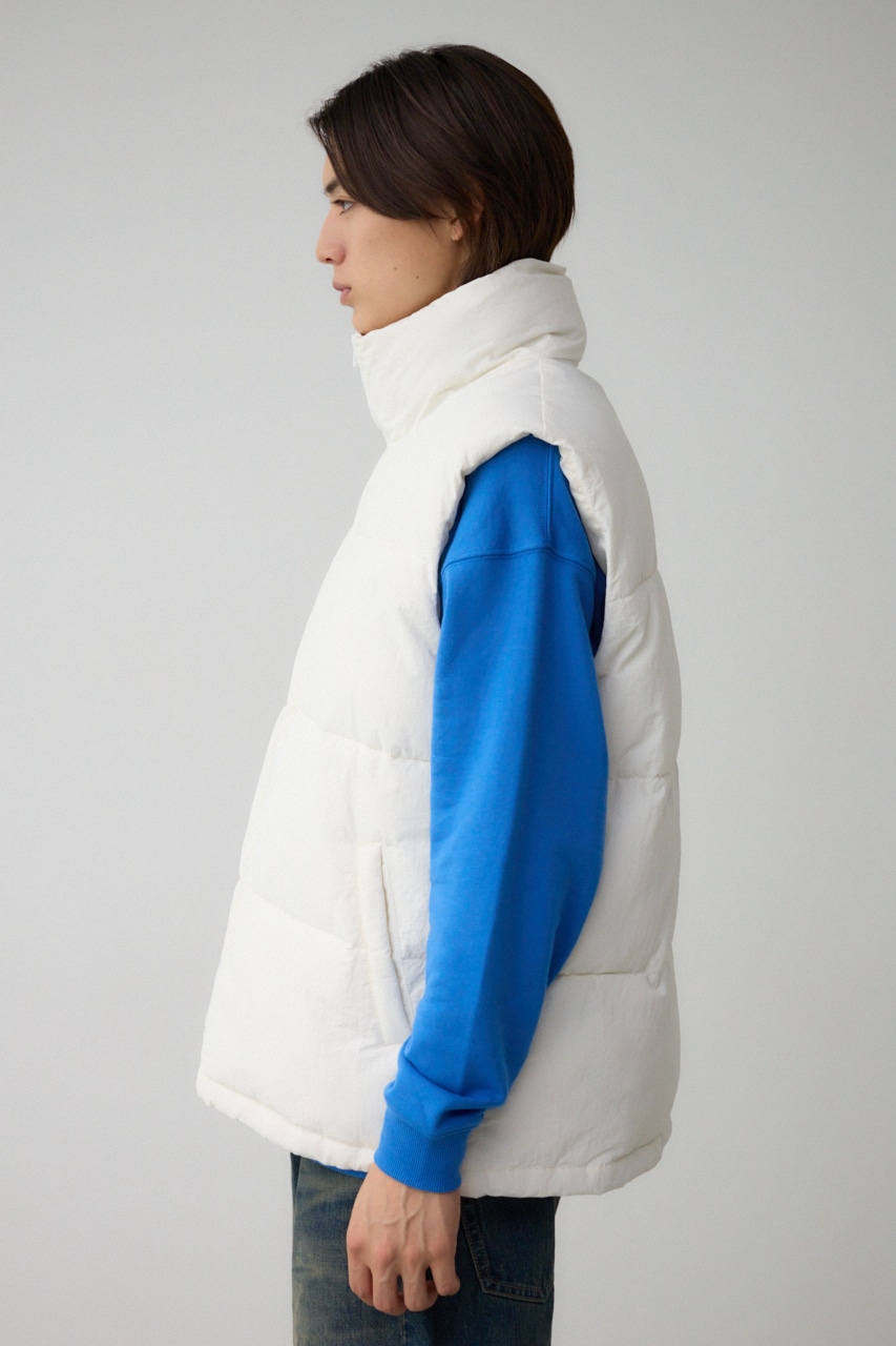 スタンドカラー中綿ベスト O/WHT FREE