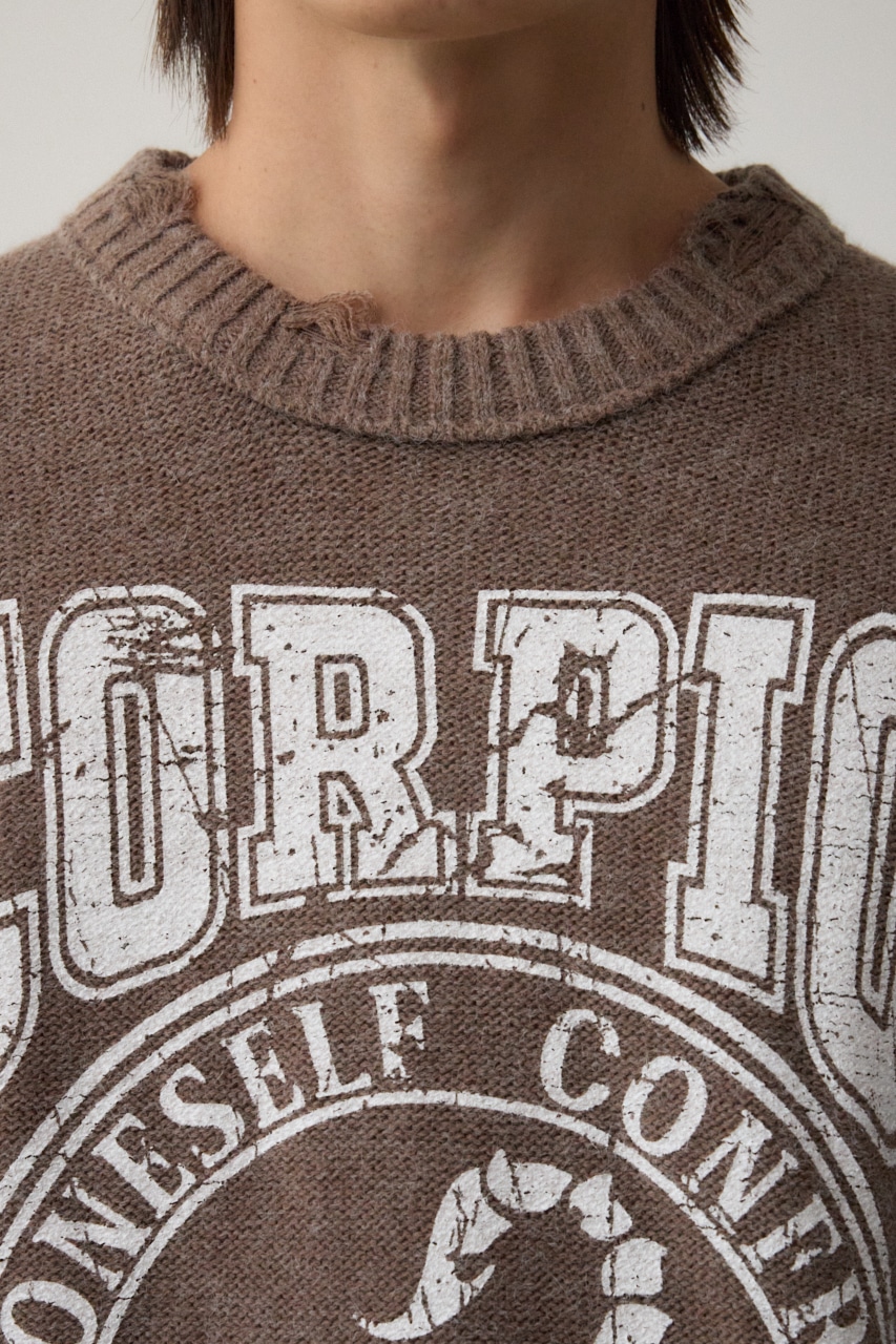 リバーシブルダメージニット BEG FREE