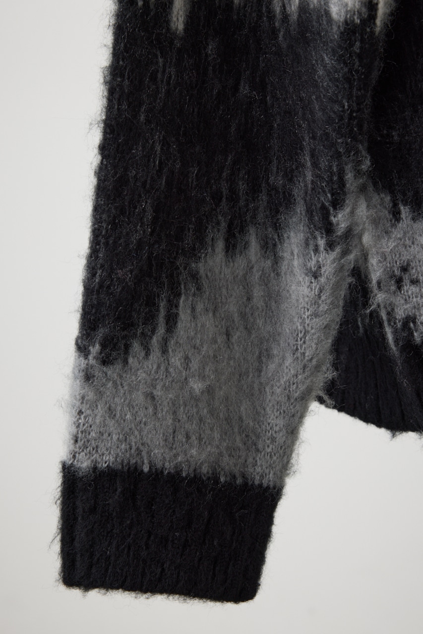 総柄モヘアライクカーディガン 柄BLK FREE