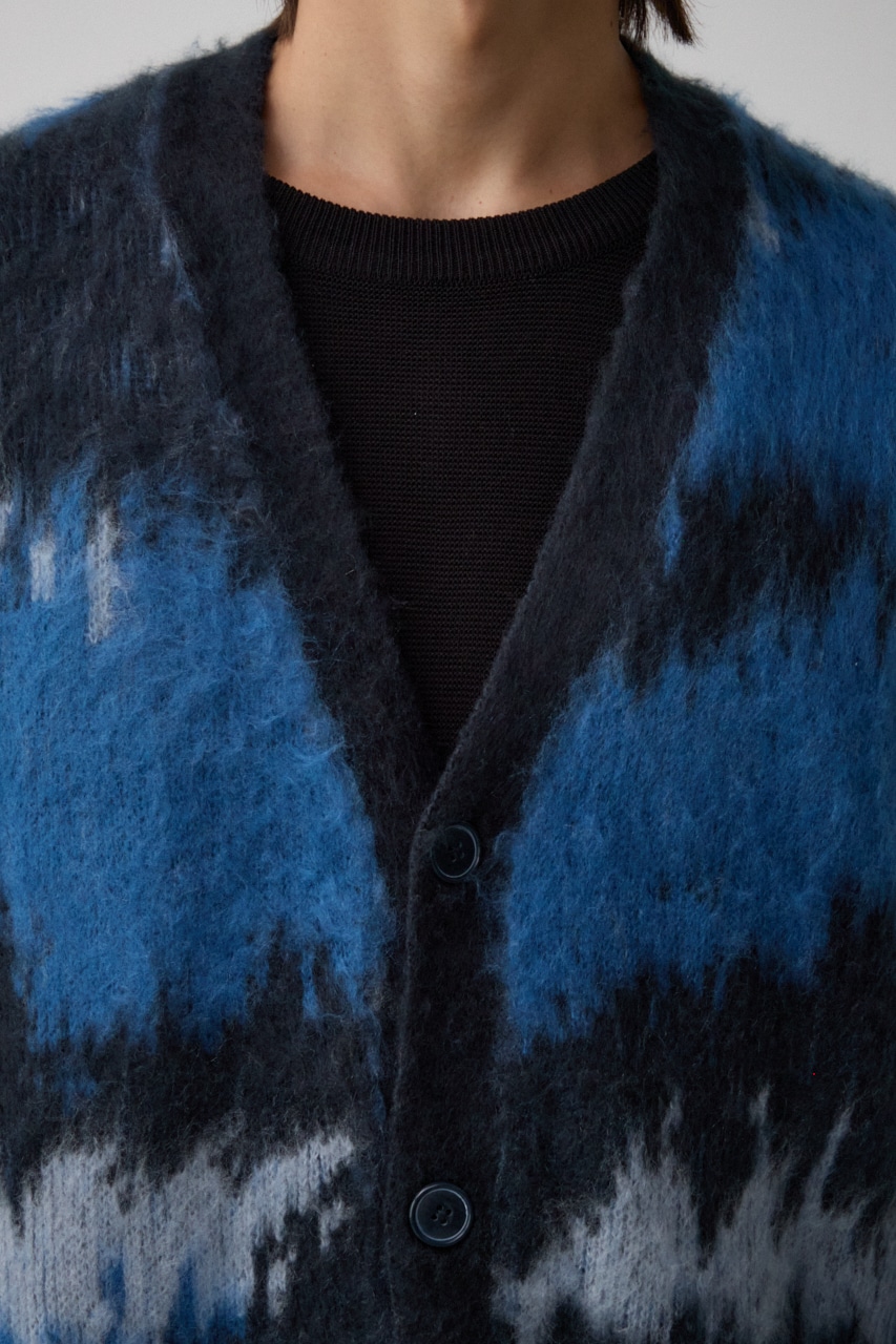 総柄モヘアライクカーディガン 柄NVY FREE