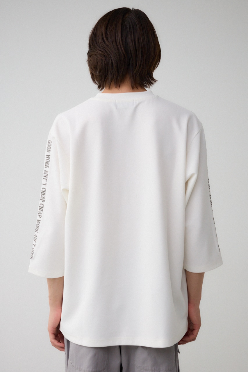 袖刺繍8分袖ビッグT WHT FREE