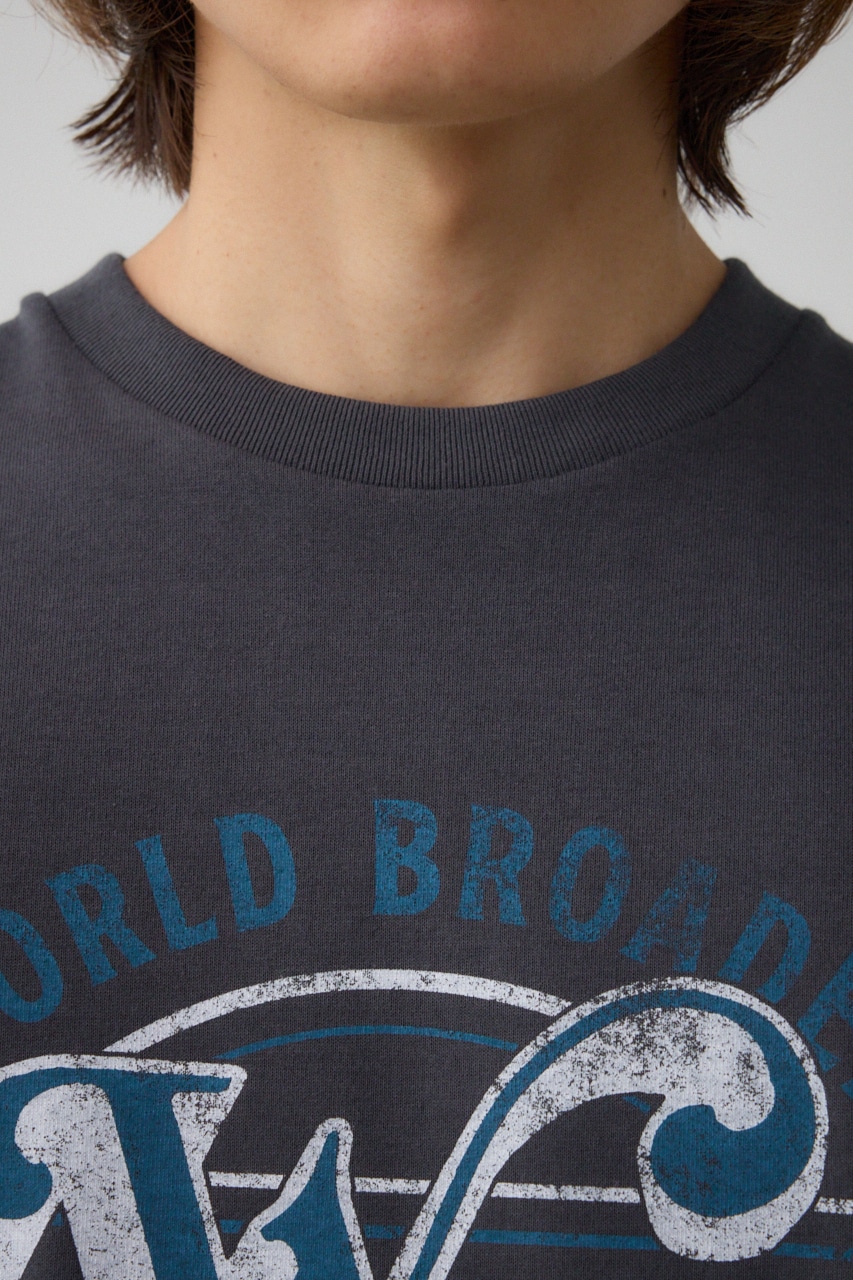 グラフィックノースリーブトップス L/BLK FREE