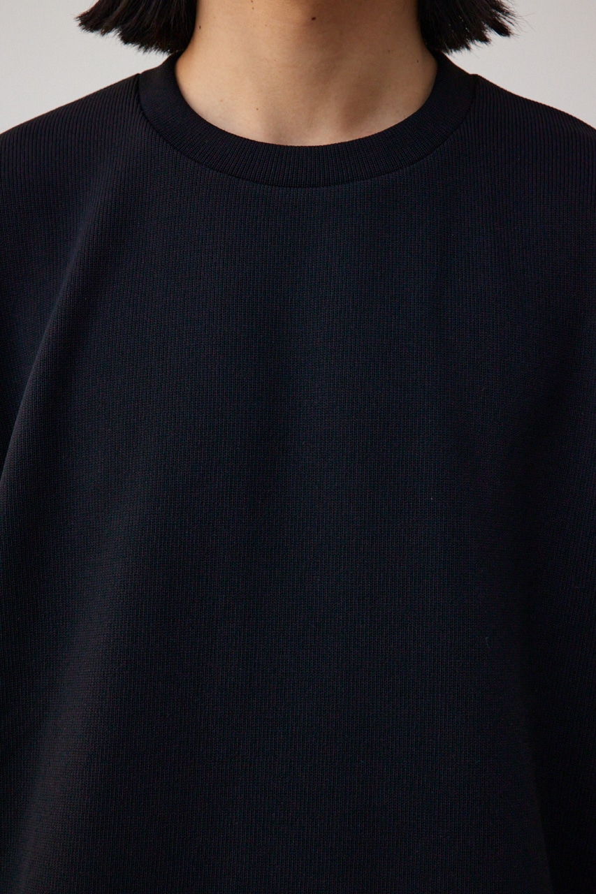 シャツレイヤードスリットニットソー BLK M