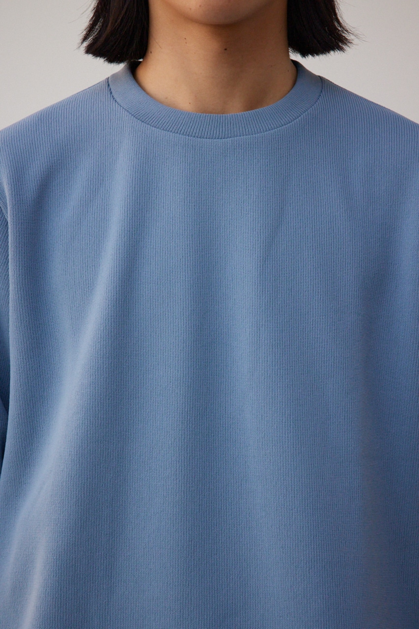 シャツレイヤードスリットニットソー BLU M