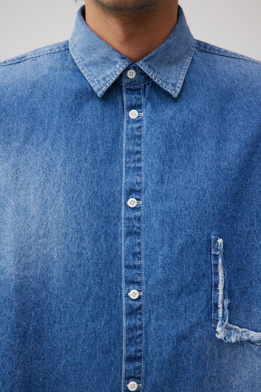 カットオフダメージシャツ BLU FREE