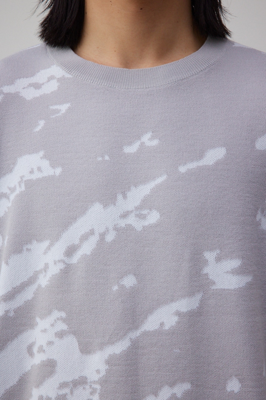 総柄半袖ニットトップス 柄GRY FREE