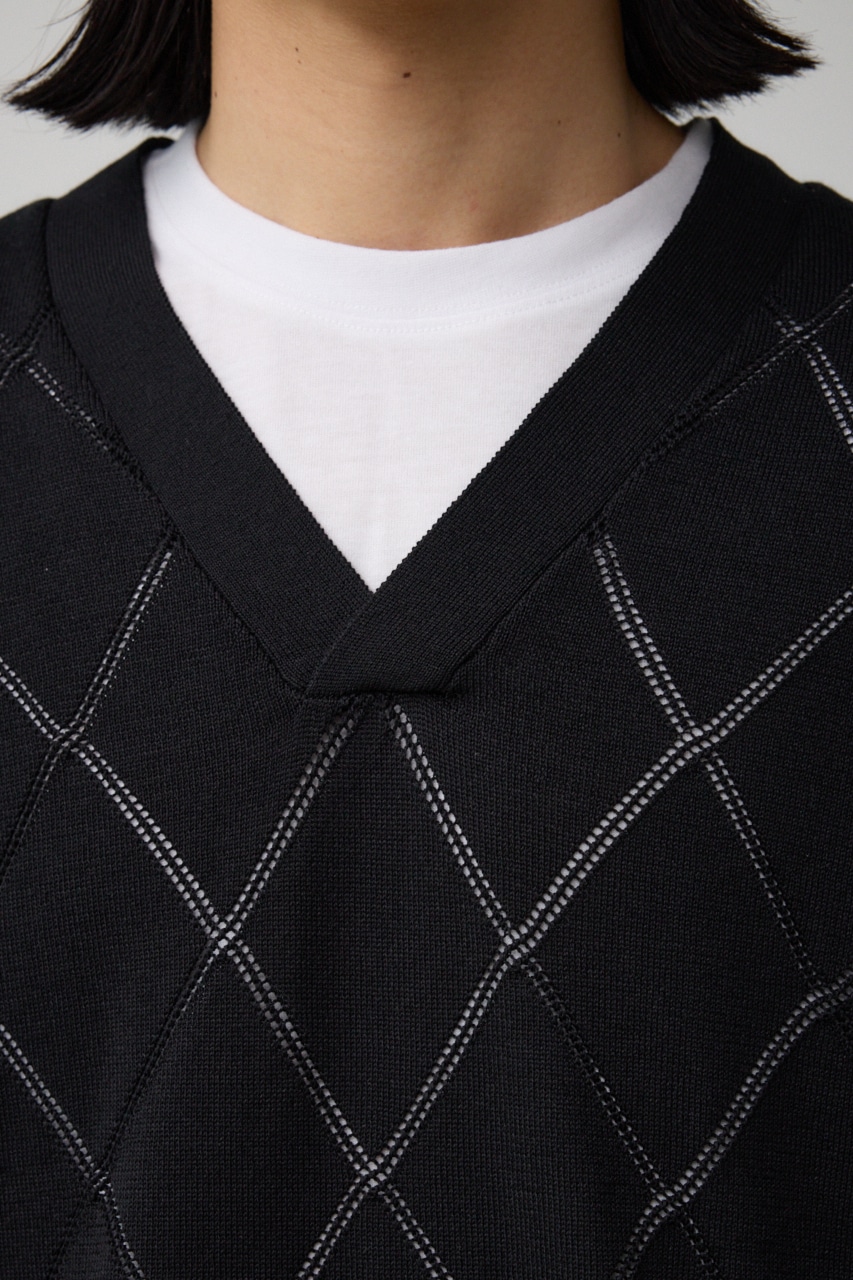 スカシアミレイヤードニット BLK M