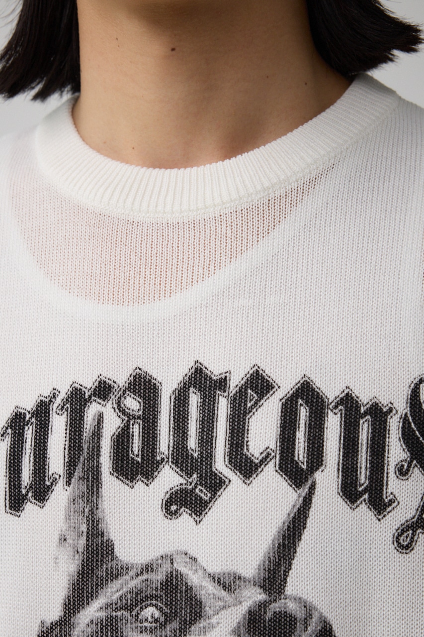 Couragcousプリント半袖ニット IVOY FREE