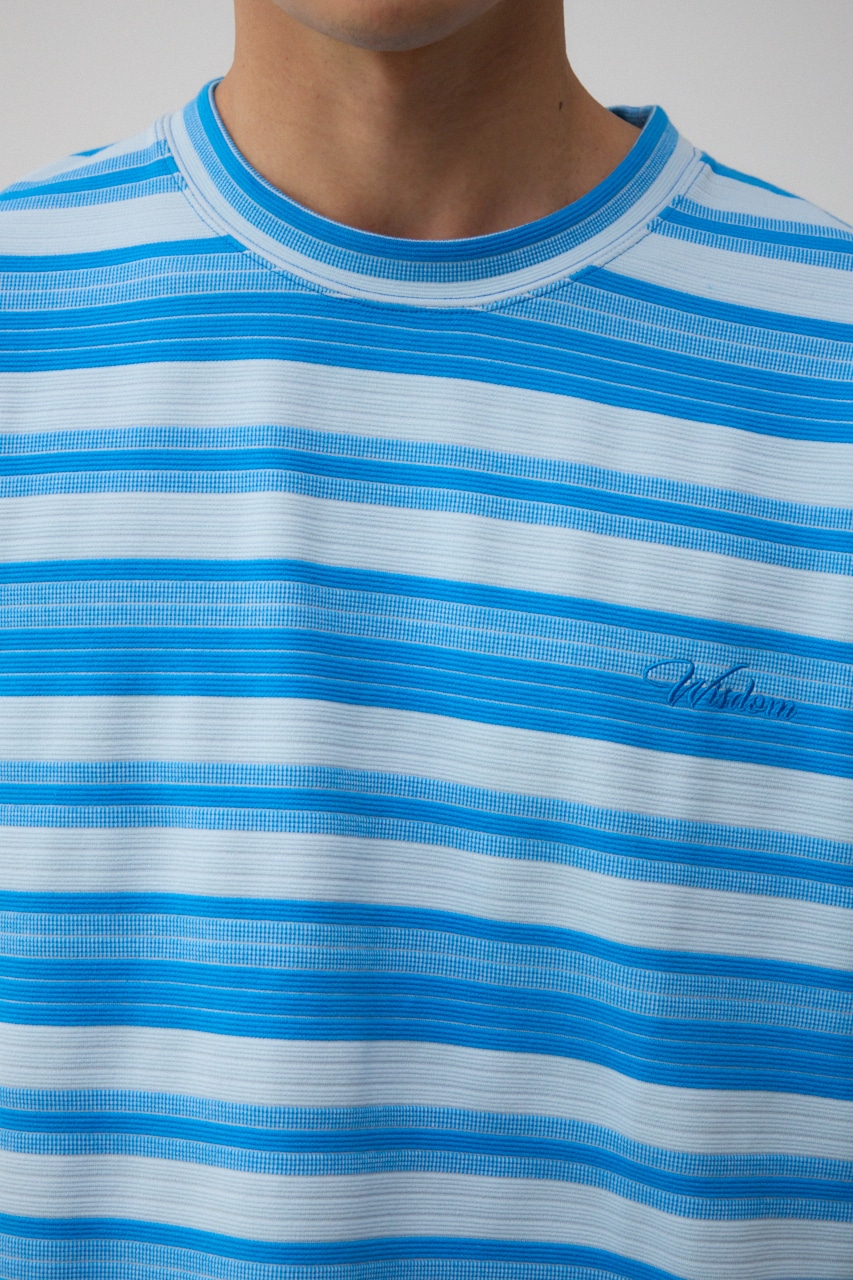 リップルジャガードボーダービッグTEE 柄BLU FREE