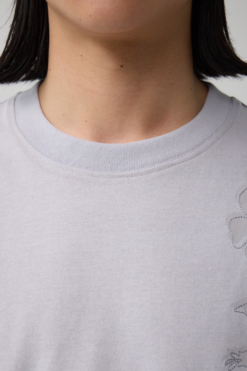 フラワープリント刺繍TEE L/GRY FREE