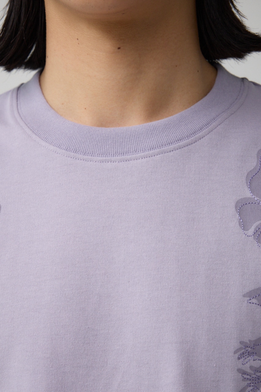 フラワープリント刺繍TEE L/PUR FREE