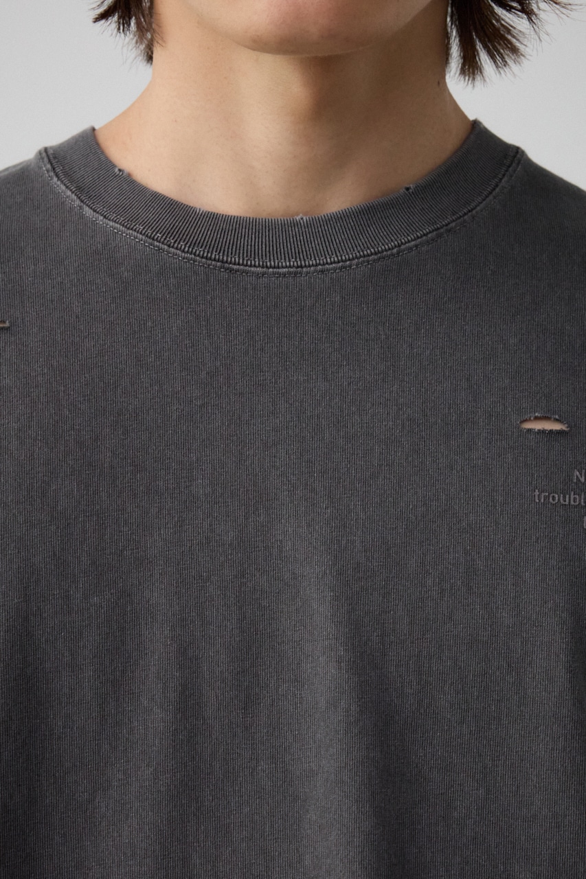 ピグメントダメージTシャツ BLK FREE