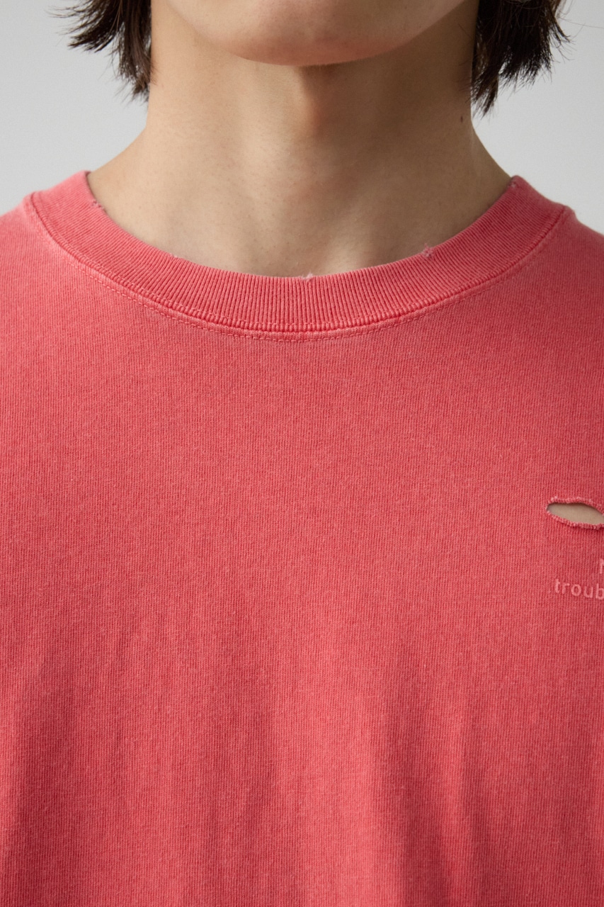 ピグメントダメージTシャツ RED FREE