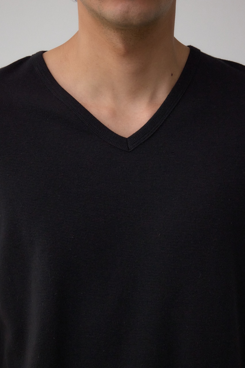 タックフライスVネックTシャツ BLK S
