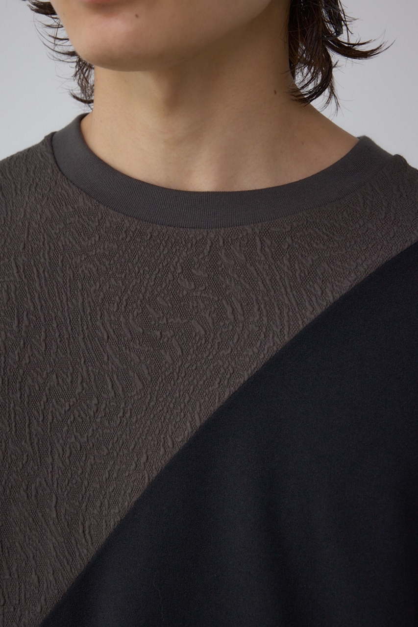 異素材スウィッチングラフィックTEE 柄BLK M