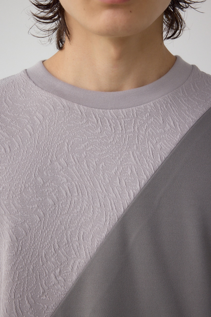 異素材スウィッチングラフィックTEE 柄GRY S