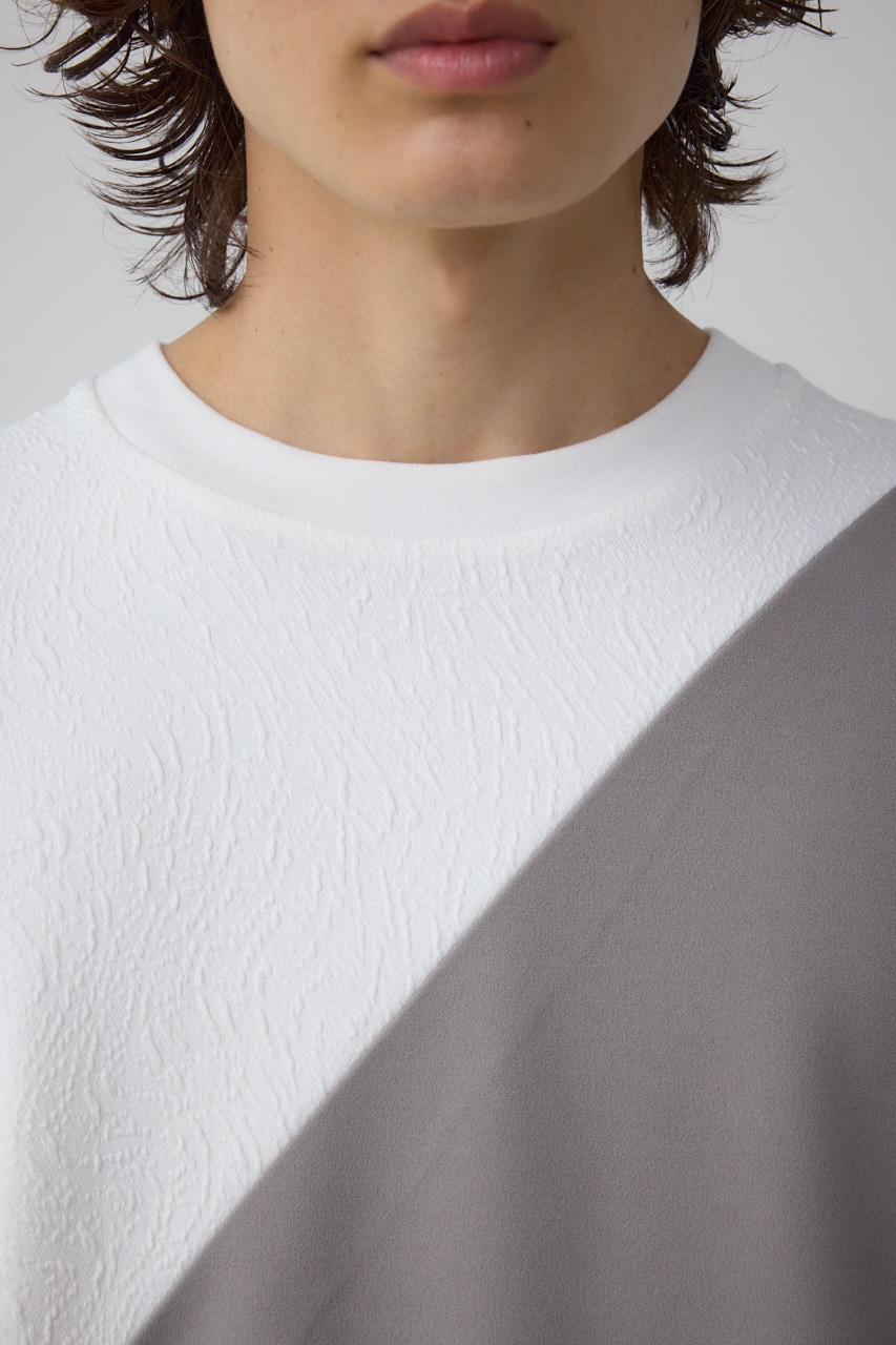 異素材スウィッチングラフィックTEE 柄WHT M