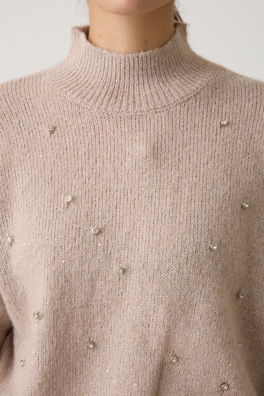 ラインストーンニット L/PNK FREE