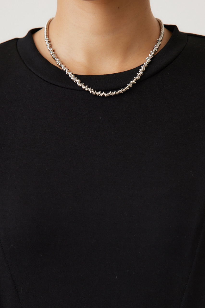 チュールスリーブドッキングワンピース BLK FREE