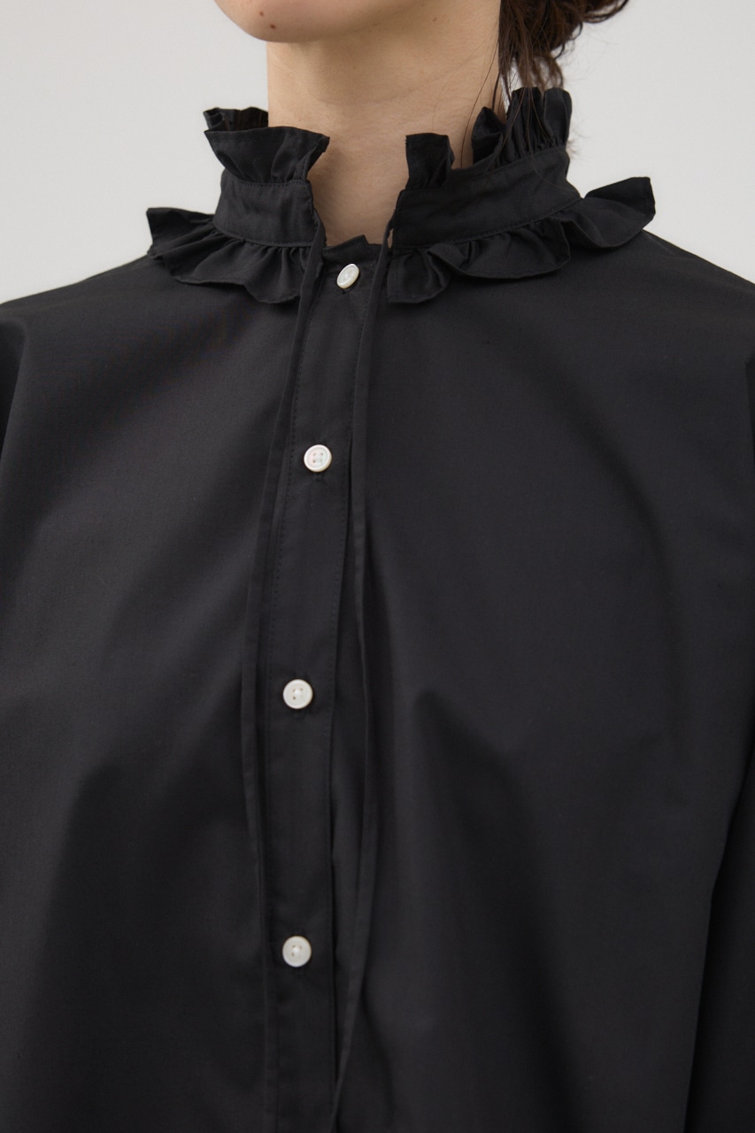 フリルスタンドカラーブラウス BLK FREE