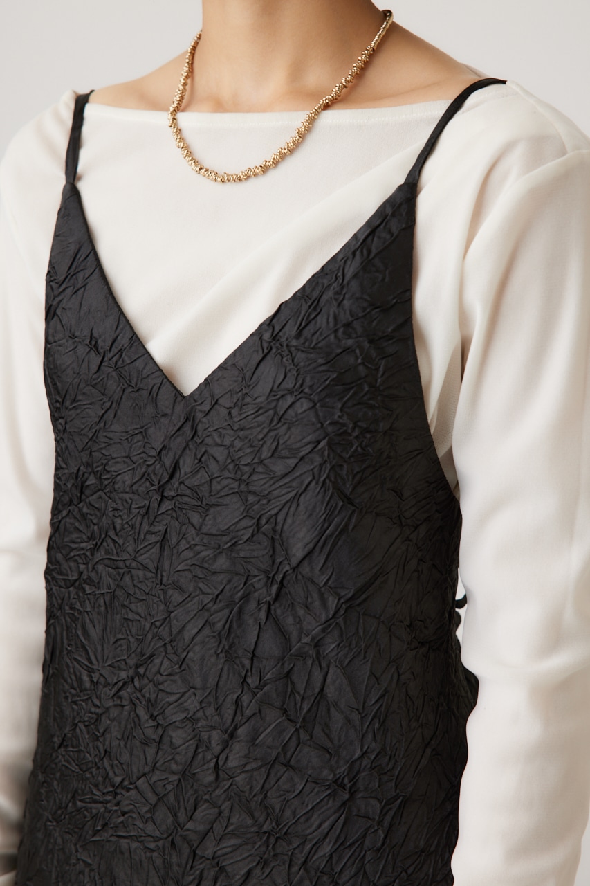 ワッシャーサテンキャミワンピース BLK S