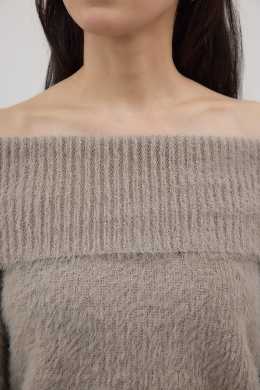 オフショルダーシャギーラメニット MOCHA FREE