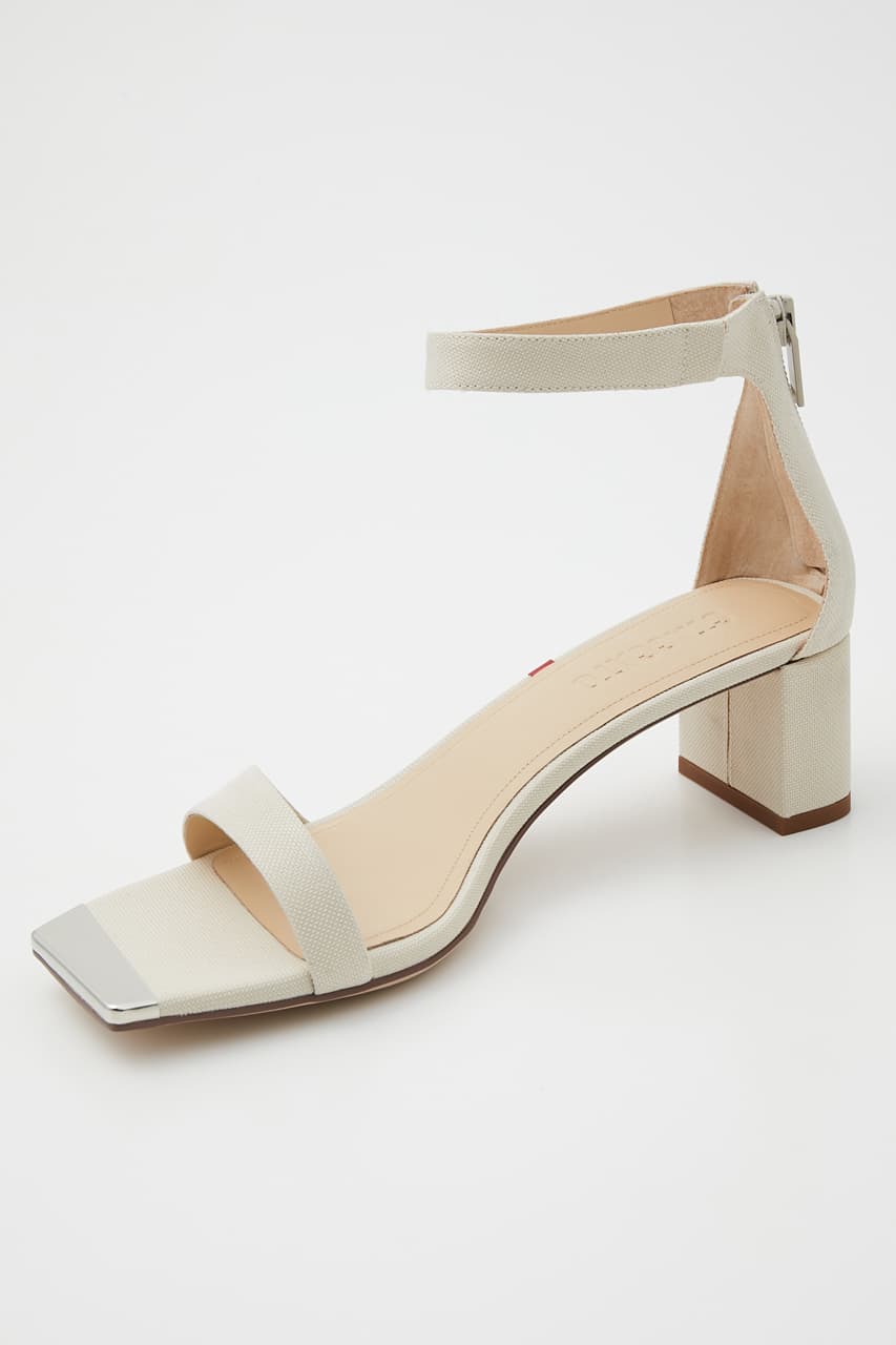 キャンバスクエアンクルストラップサンダル ECRU 24.0cm