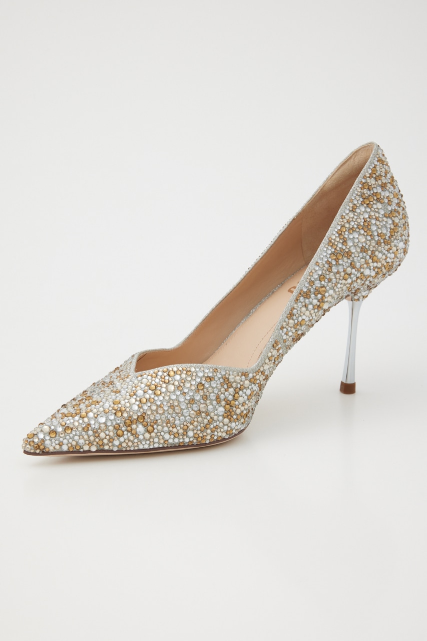 Vカットクイーンパンプス 柄SLV 24.0cm