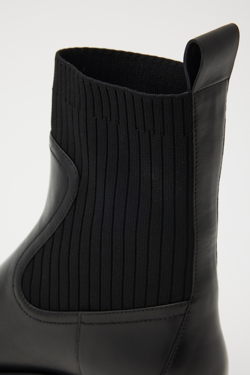 クラウスルリブニットコンビブーツ BLK 24.5cm