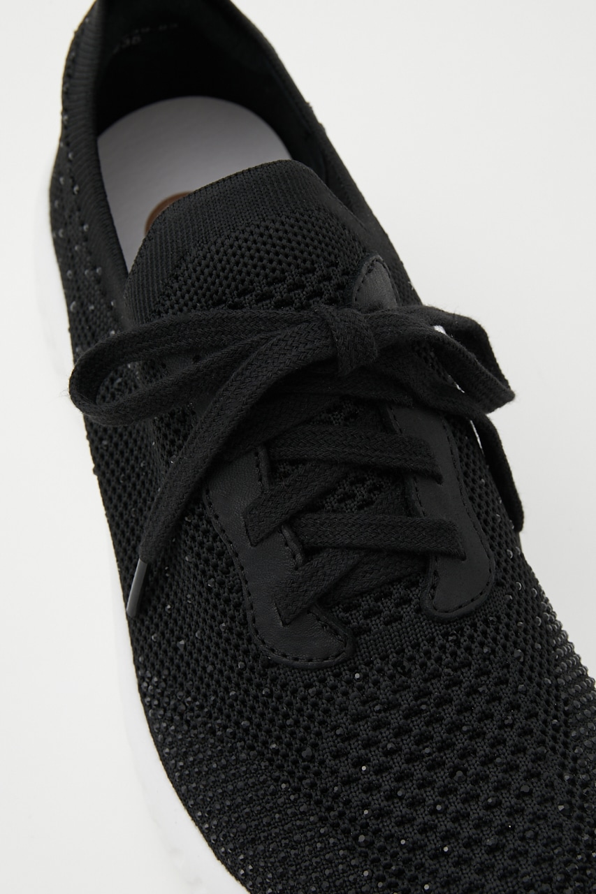 レースアップフラッフィースリッポン BLK 24.5cm