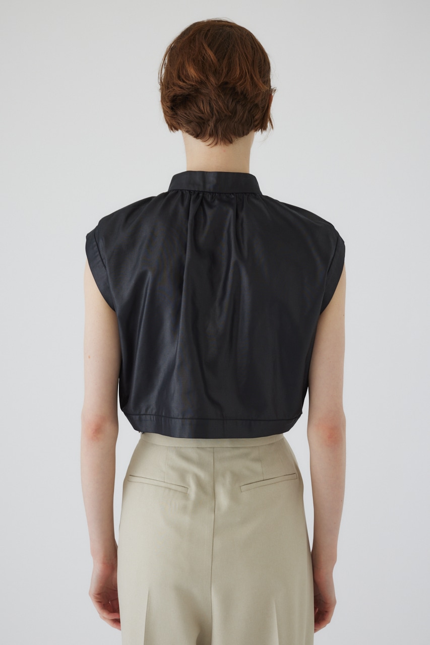 Leather like compact vest BLK 38