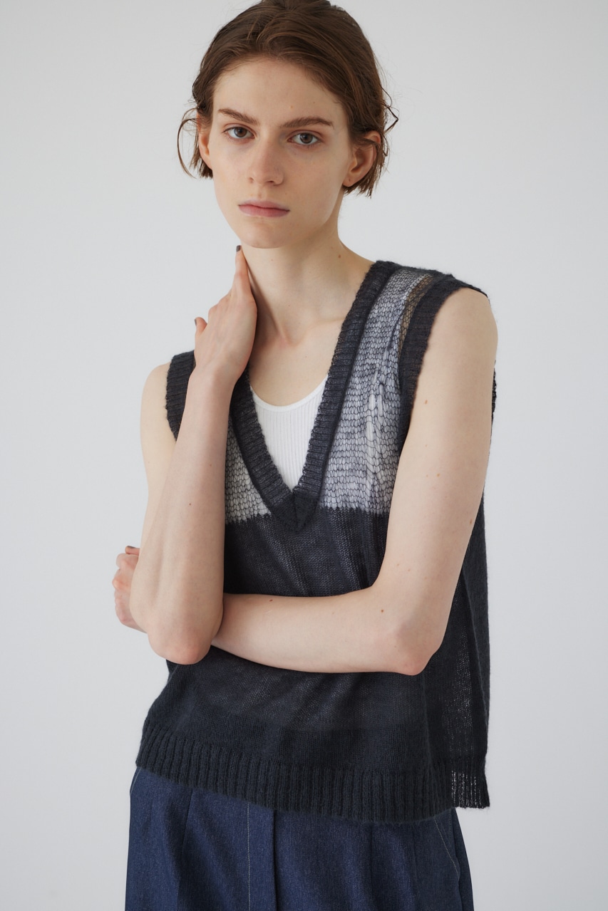 Mohair mix minimum knit vest D/GRY FREE