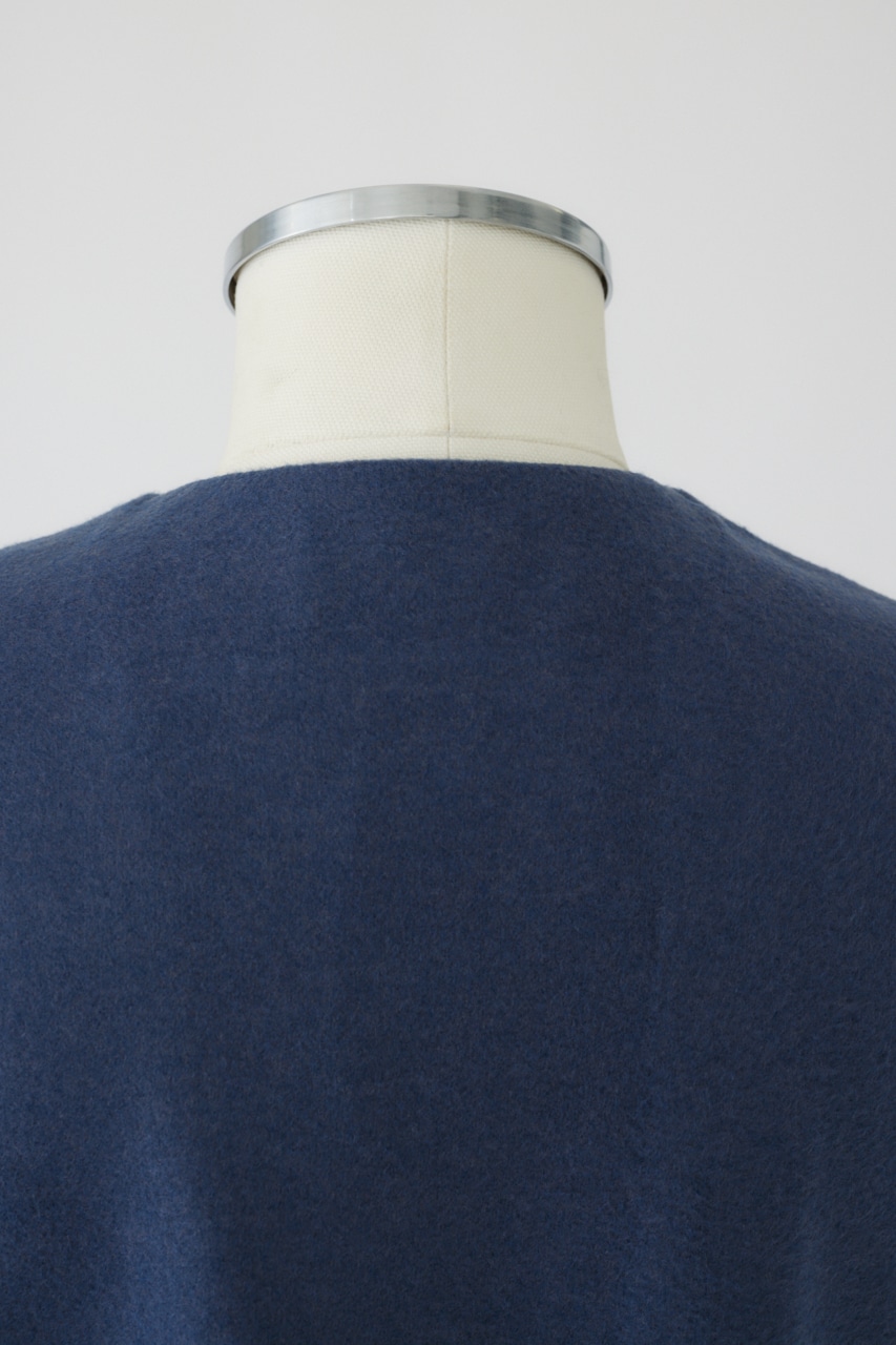 Soft felt long vest BLU 36