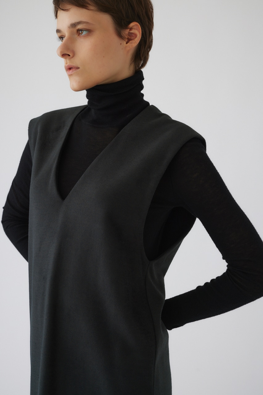 Soft felt long vest L/BLK 36