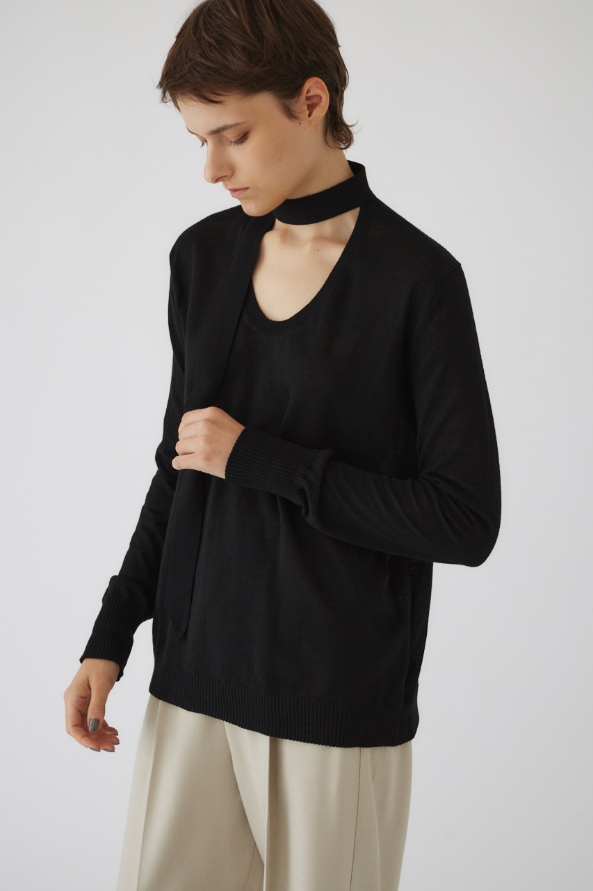 【LIMITED SALE】Classic tie knit BLK FREE