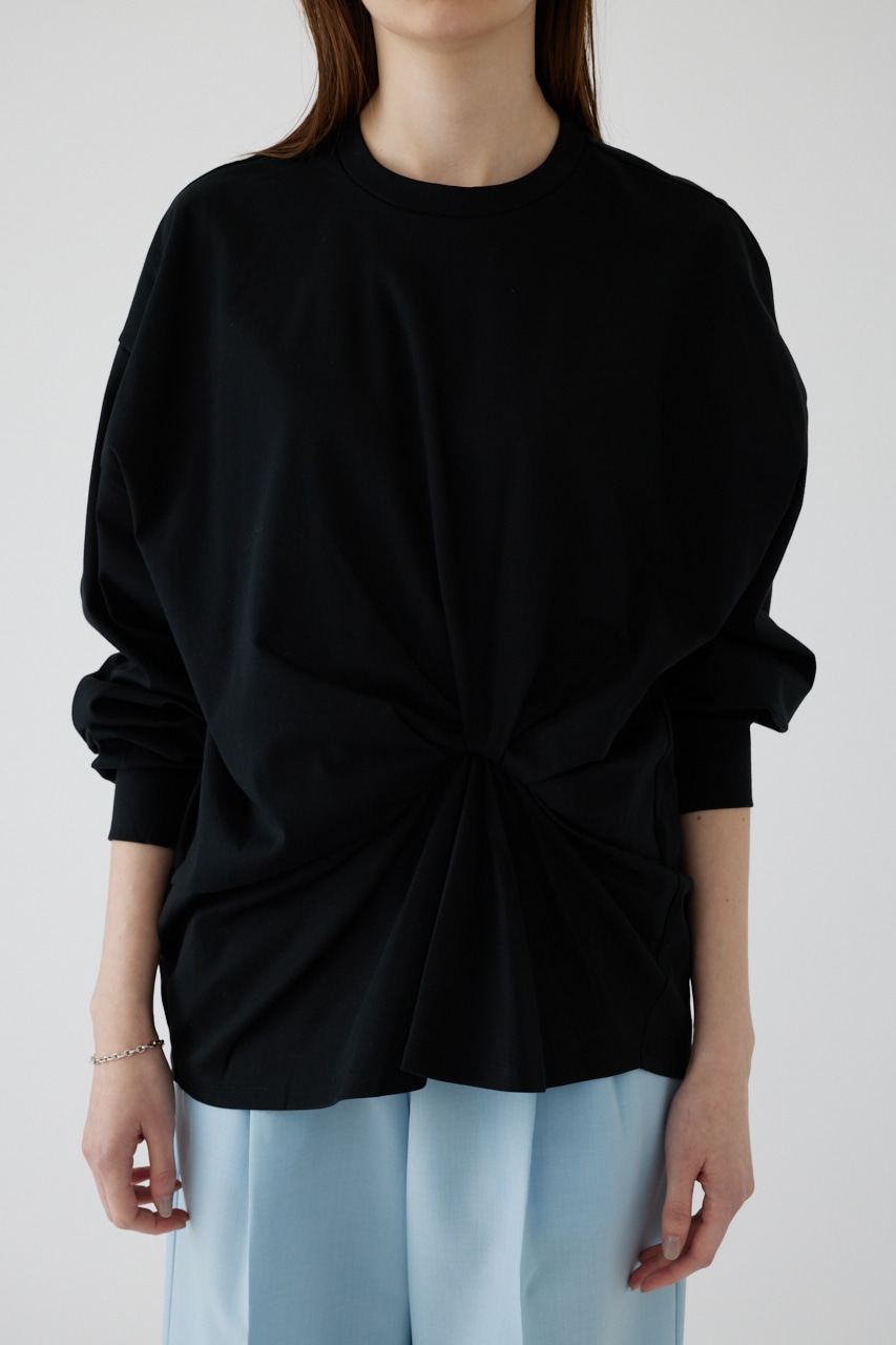 【LIMITED SALE】Front twist cut tops BLK FREE