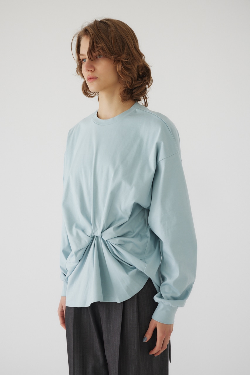 【LIMITED SALE】Front twist cut tops L/BLU FREE