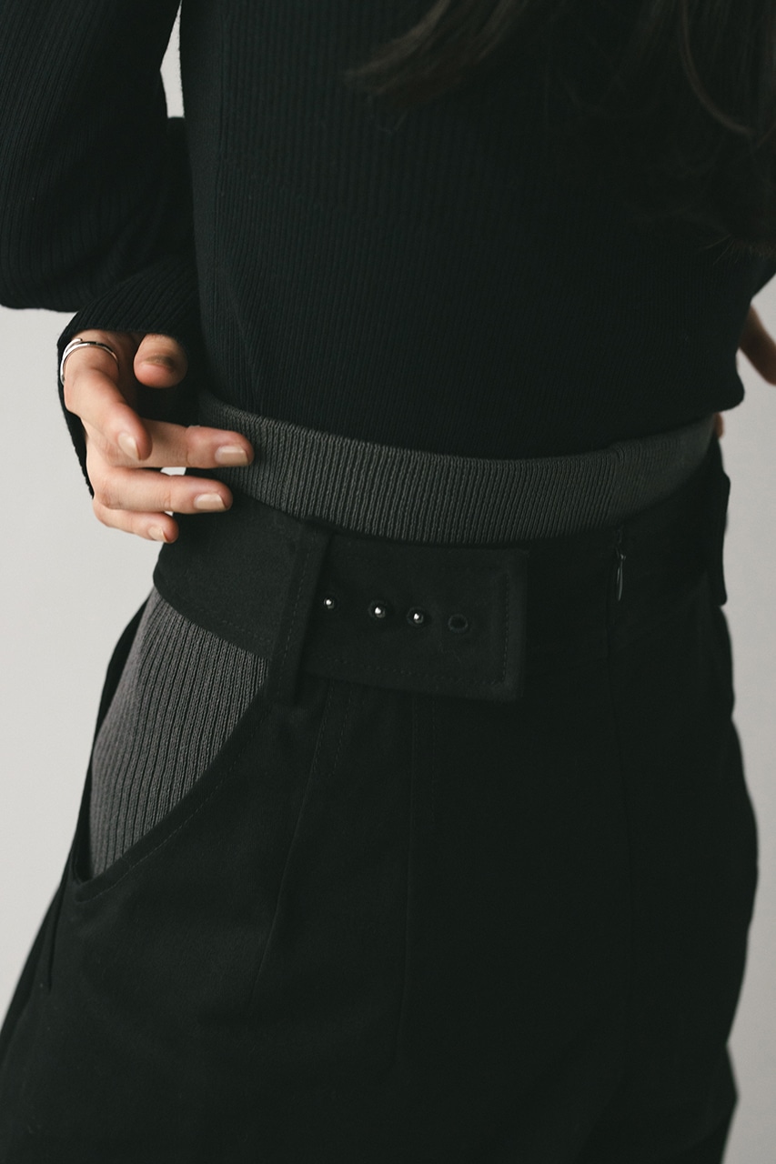 サイドホールレイヤードパンツ BLK S