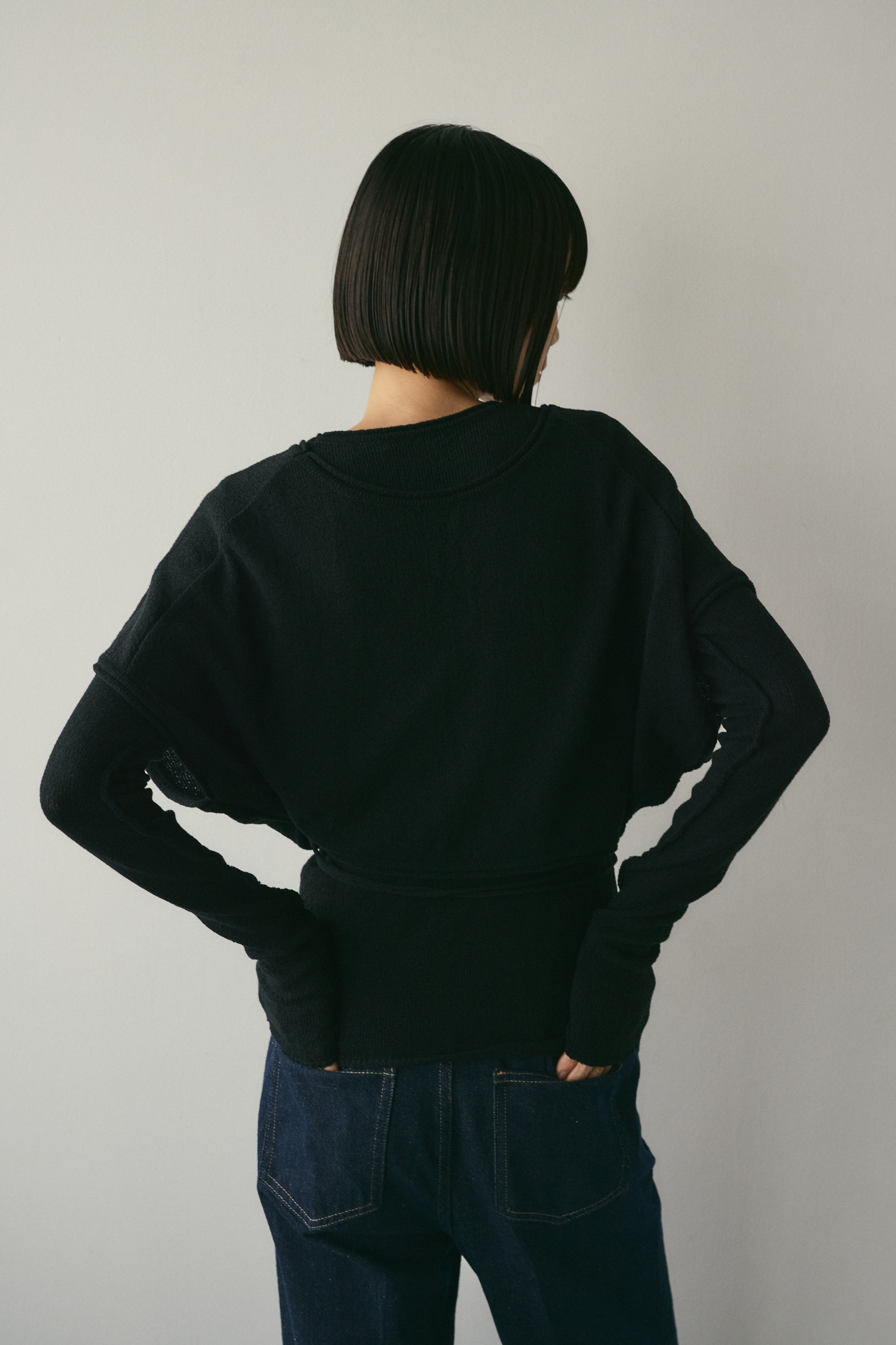 カシュクールベストセットニット BLK FREE