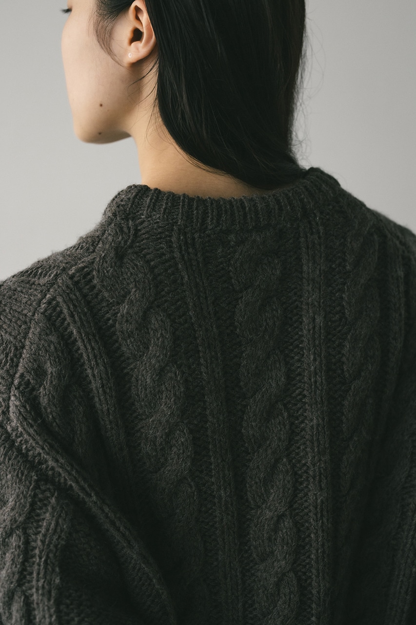 ケーブルニュアンススリーブニット GRY FREE