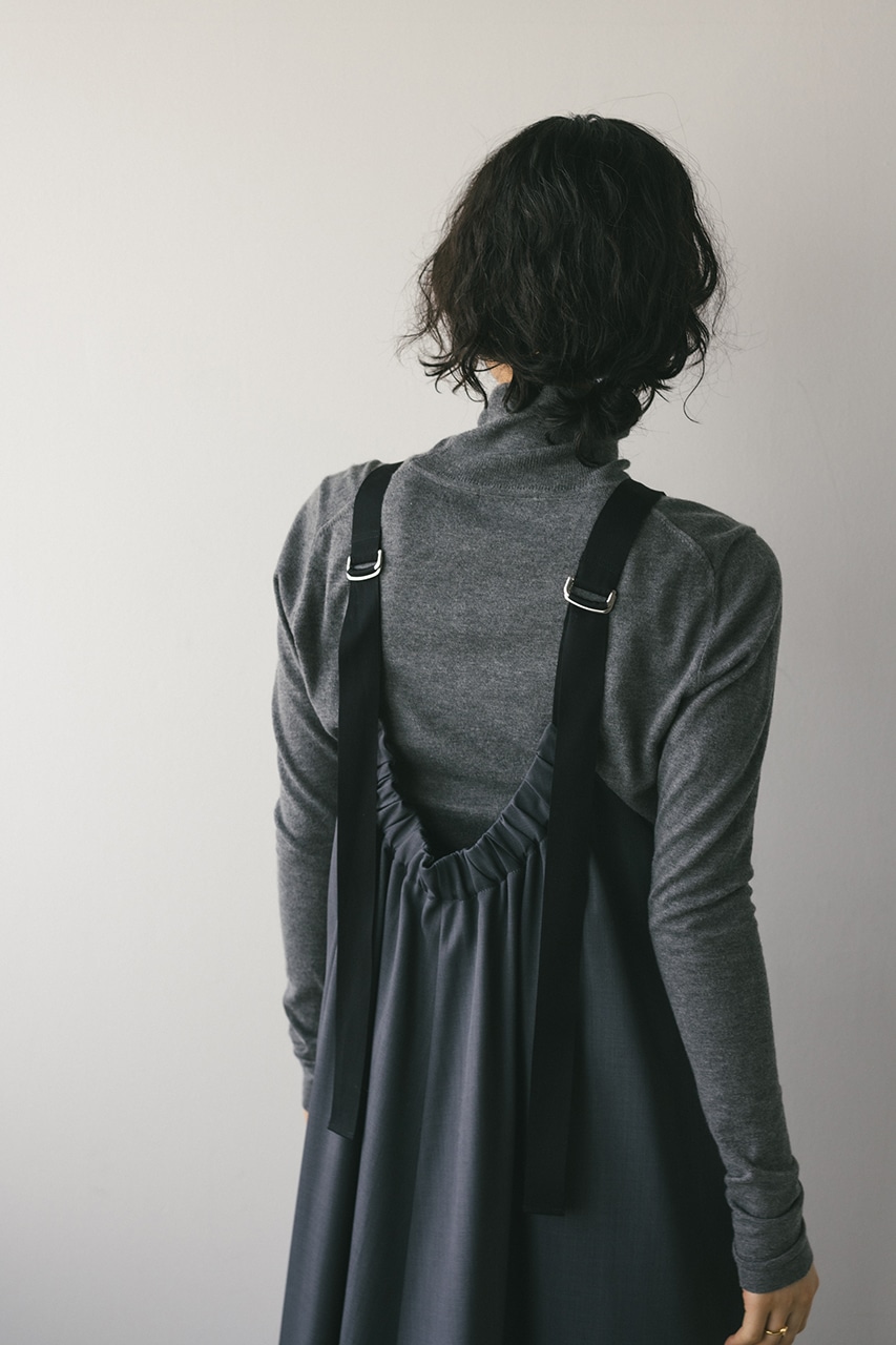 バックルギャザーフレアワンピース GRY M