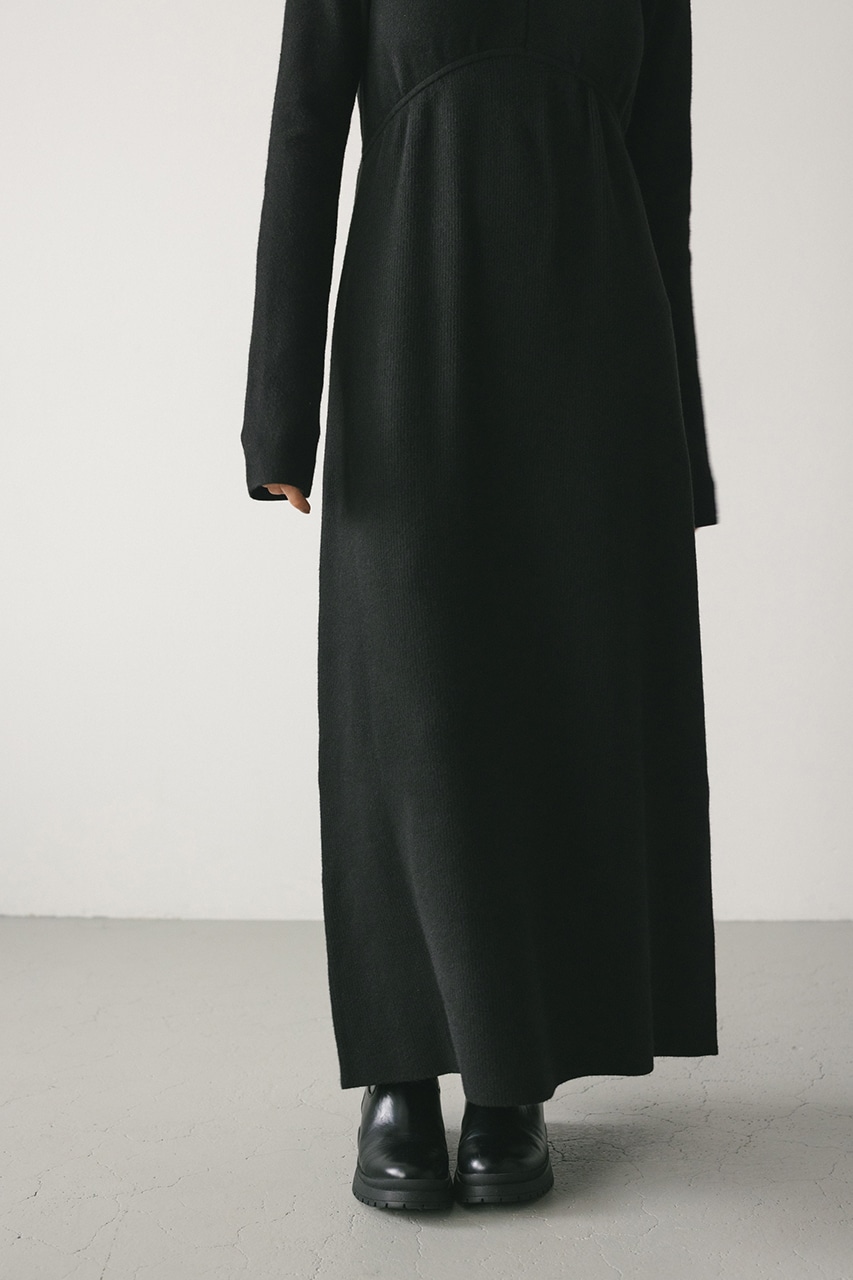 フロントジップニットワンピース BLK M