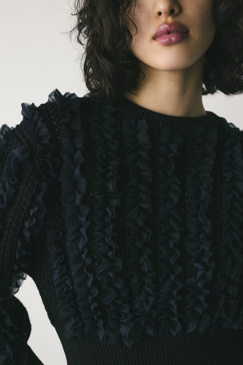 チュールフリルニット NVY FREE