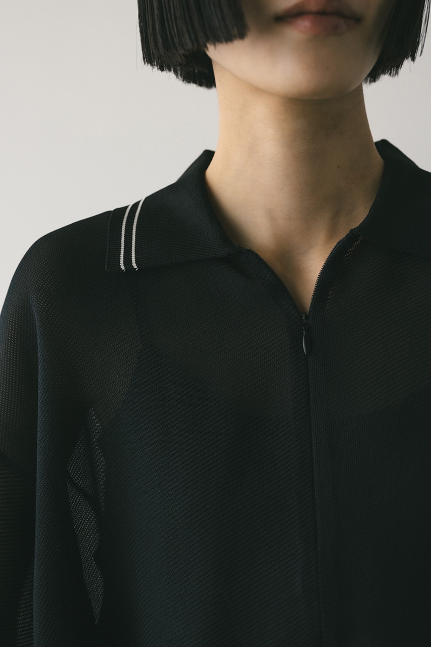 ラインカラーメッシュトップ BLK FREE