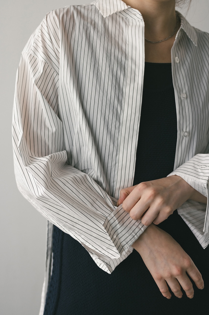 ヘムギャザーショートシャツ 柄WHT FREE