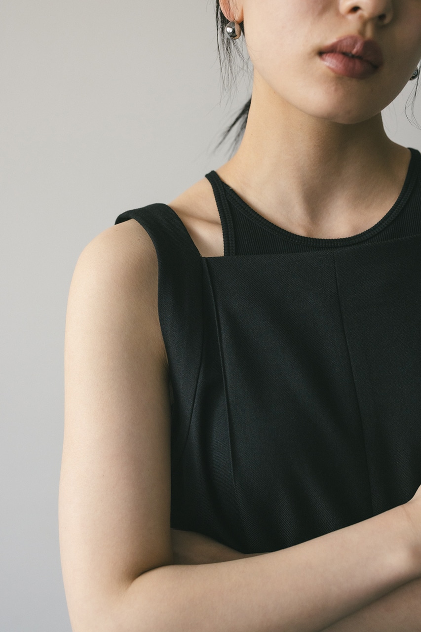 スクエアネックロンパース BLK S