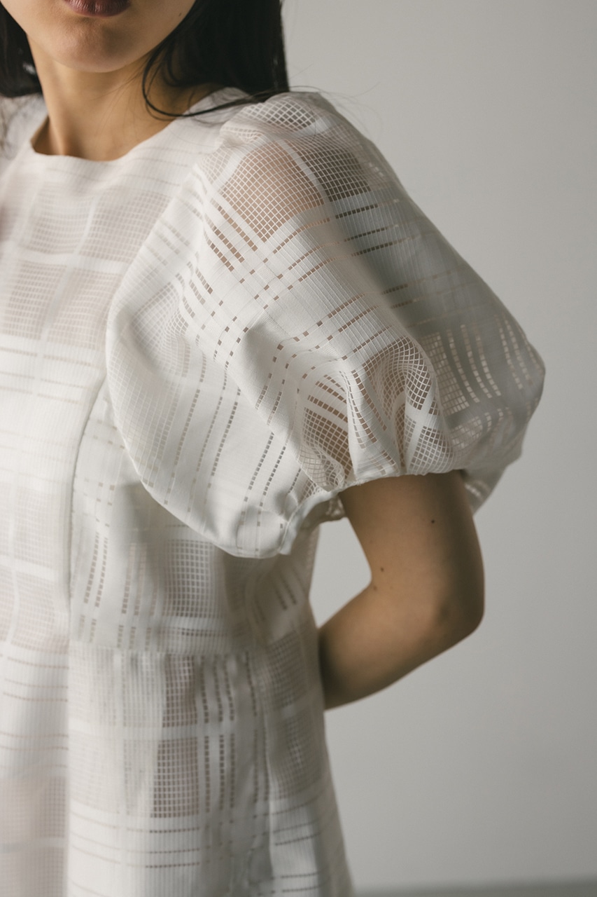 シアーチェックワンピース WHT S